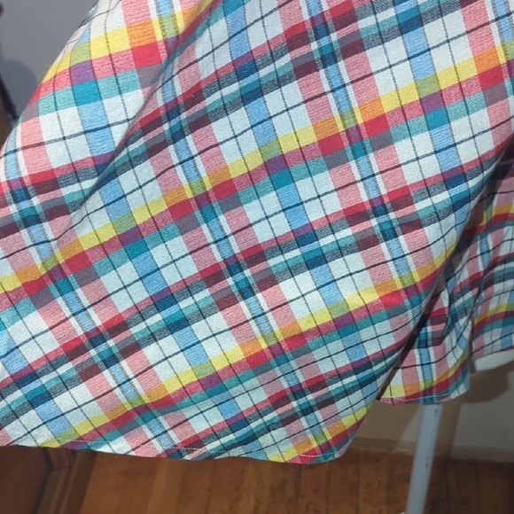 Colorful Plaid Off-Shoulder Women's Blouse - Picture 5 of 7